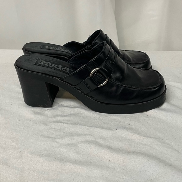 Mudd platform heeled slide on shoes chunky heels Black Excellent condition. Sz 8 - Picture 8 of 9